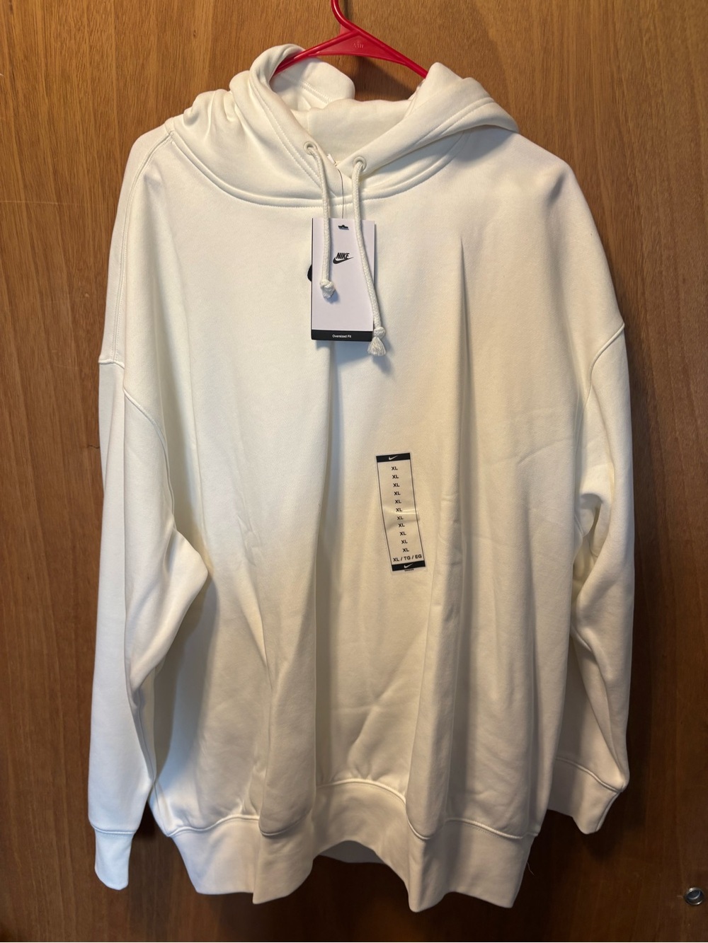 Nike White Men's Hoodie with Drawstring Hoodies and sweats pants